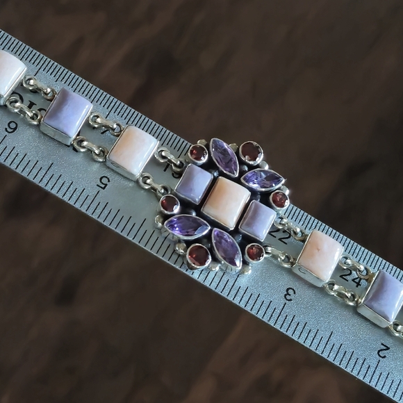 Nicky Butler Sterling Silver 925 Pink Opal Garnet Amethyst RAJ LIMITED Bracelet